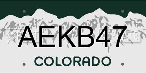 AEKB47 Colorado License Plate