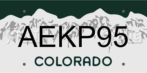 AEKP95 Colorado License Plate