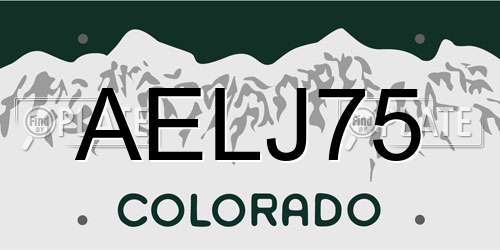 AELJ75 Colorado License Plate