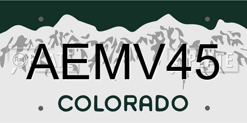 AEMV45 Colorado License Plate
