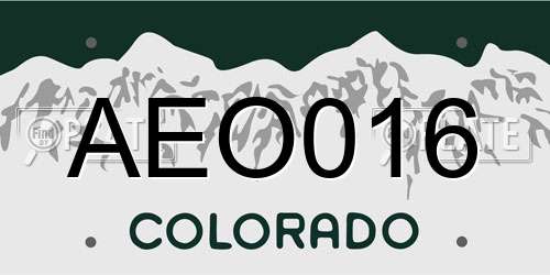 AEO016 Colorado License Plate