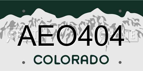 AEO404 Colorado License Plate