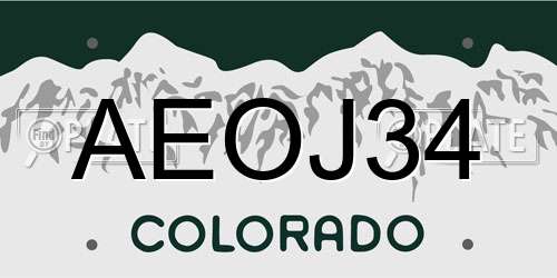 AEOJ34 Colorado License Plate