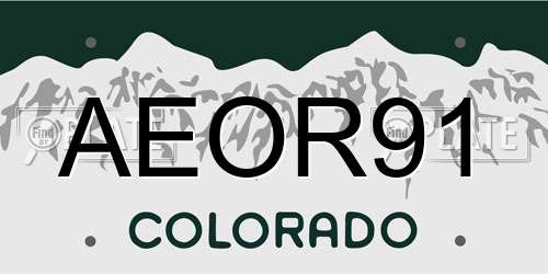 AEOR91 Colorado License Plate