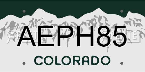 AEPH85 Colorado License Plate