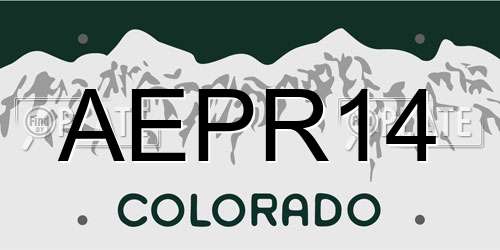 AEPR14 Colorado License Plate
