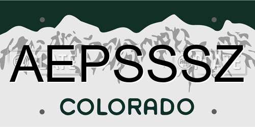 AEPSSSZ Colorado License Plate