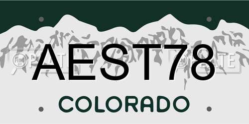 AEST78 Colorado License Plate
