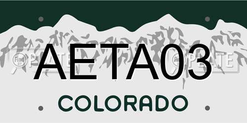 AETA03 Colorado License Plate