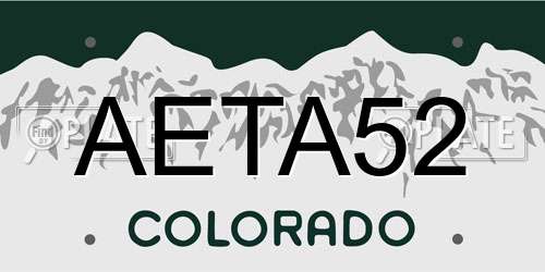 AETA52 Colorado License Plate