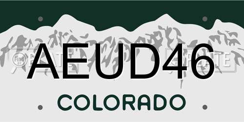 AEUD46 Colorado License Plate