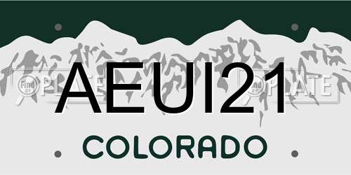 AEUI21 Colorado License Plate