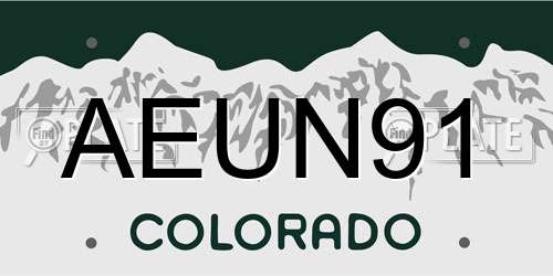AEUN91 Colorado License Plate