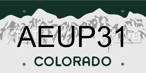 AEUP31 Colorado License Plate