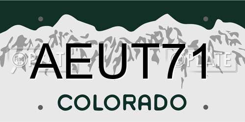 AEUT71 Colorado License Plate