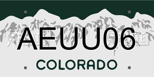 AEUU06 Colorado License Plate