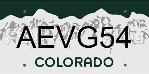 AEVG54 Colorado License Plate
