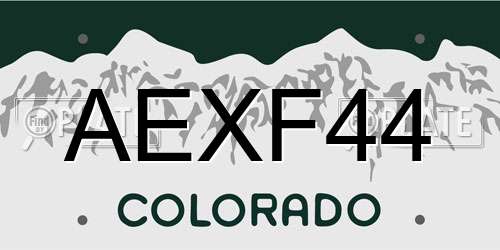 AEXF44 Colorado License Plate