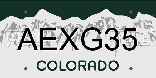 AEXG35 Colorado License Plate
