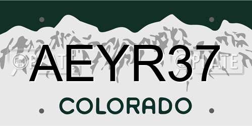 AEYR37 Colorado License Plate