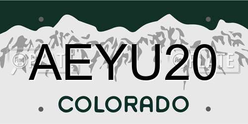 AEYU20 Colorado License Plate