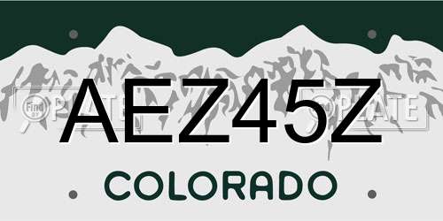AEZ45Z Colorado License Plate