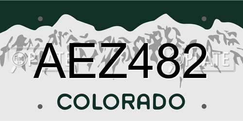 AEZ482 Colorado License Plate