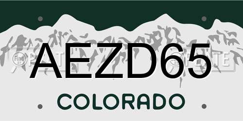 AEZD65 Colorado License Plate