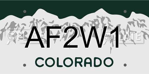 AF2W1 Colorado License Plate
