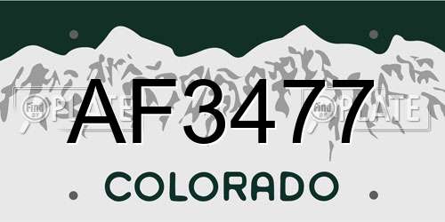 AF3477 Colorado License Plate