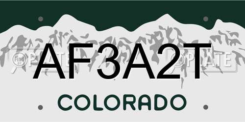 AF3A2T Colorado License Plate