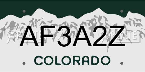 AF3A2Z Colorado License Plate