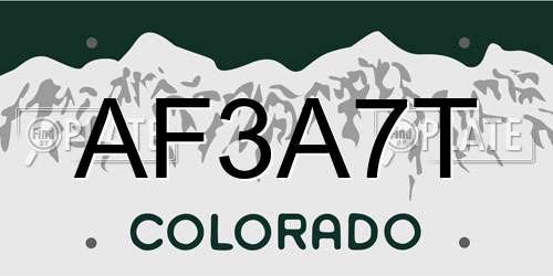 AF3A7T Colorado License Plate