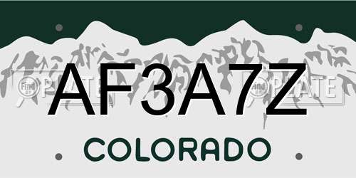 AF3A7Z Colorado License Plate