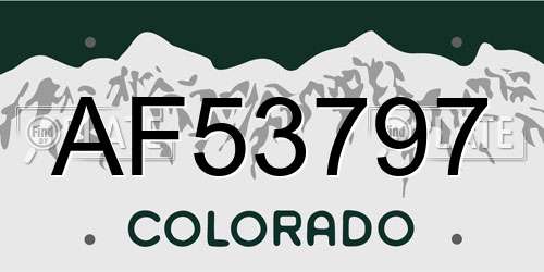 AF53797 Colorado License Plate