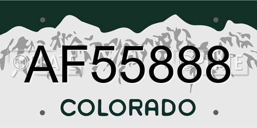 AF55888 Colorado License Plate