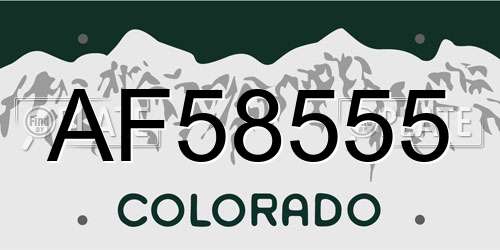 AF58555 Colorado License Plate