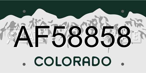 AF58858 Colorado License Plate