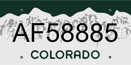 AF58885 Colorado License Plate