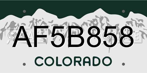 AF5B858 Colorado License Plate
