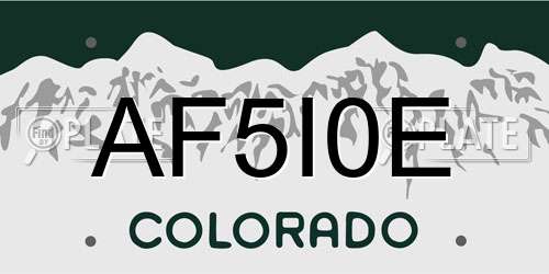 AF5I0E Colorado License Plate