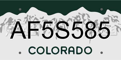 AF5S585 Colorado License Plate