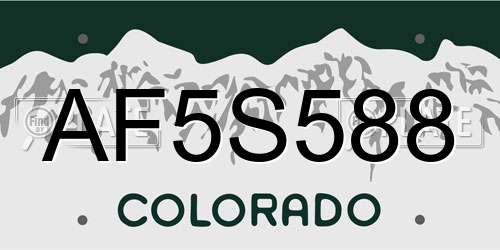 AF5S588 Colorado License Plate