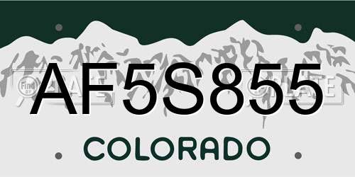 AF5S855 Colorado License Plate
