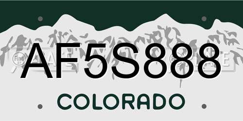 AF5S888 Colorado License Plate