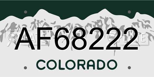 AF68222 Colorado License Plate
