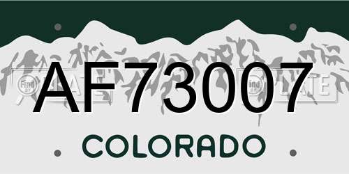 AF73007 Colorado License Plate
