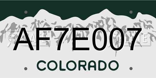 AF7E007 Colorado License Plate