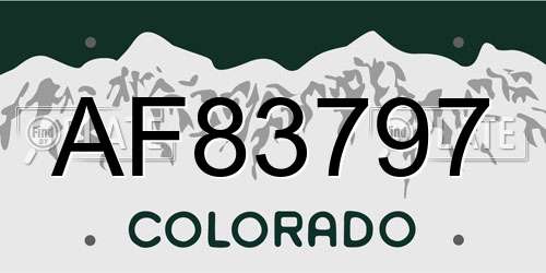 AF83797 Colorado License Plate