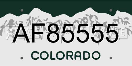 AF85555 Colorado License Plate